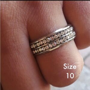 Size 10 Silver Stainless Steel and CZ Ring